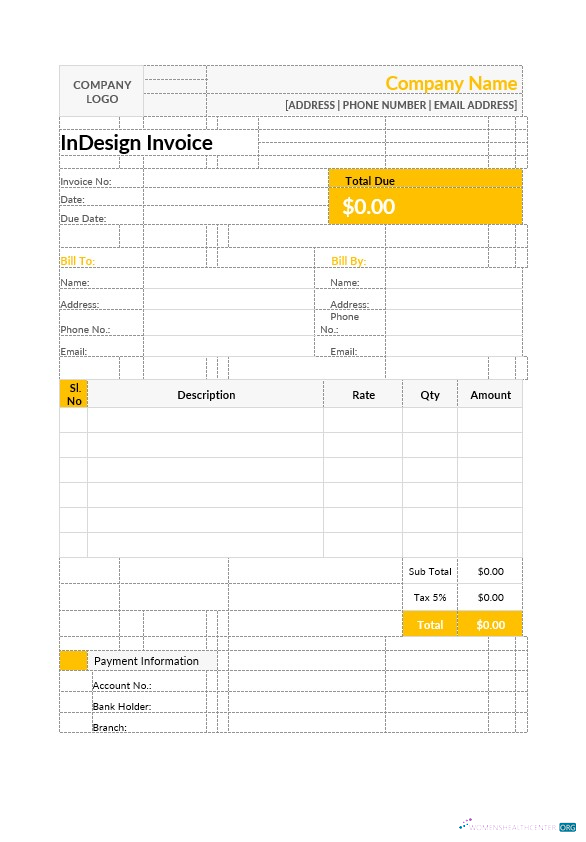 Download Indesign Invoice Template Photoshop template